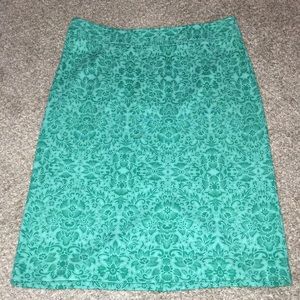 Lord & Taylor Teal Aqua Floral Skirt